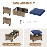 Modern Wicker Patio Ottoman Foot Rest, Brown/Gray - Eagle Peak®