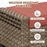 Modern Wicker Patio Ottoman Foot Rest, Brown/Gray - Eagle Peak®