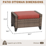 Modern Wicker Patio Ottoman Foot Rest, Brown/Gray - Eagle Peak®