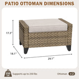 Modern Wicker Patio Ottoman Foot Rest, Brown/Gray - Eagle Peak®