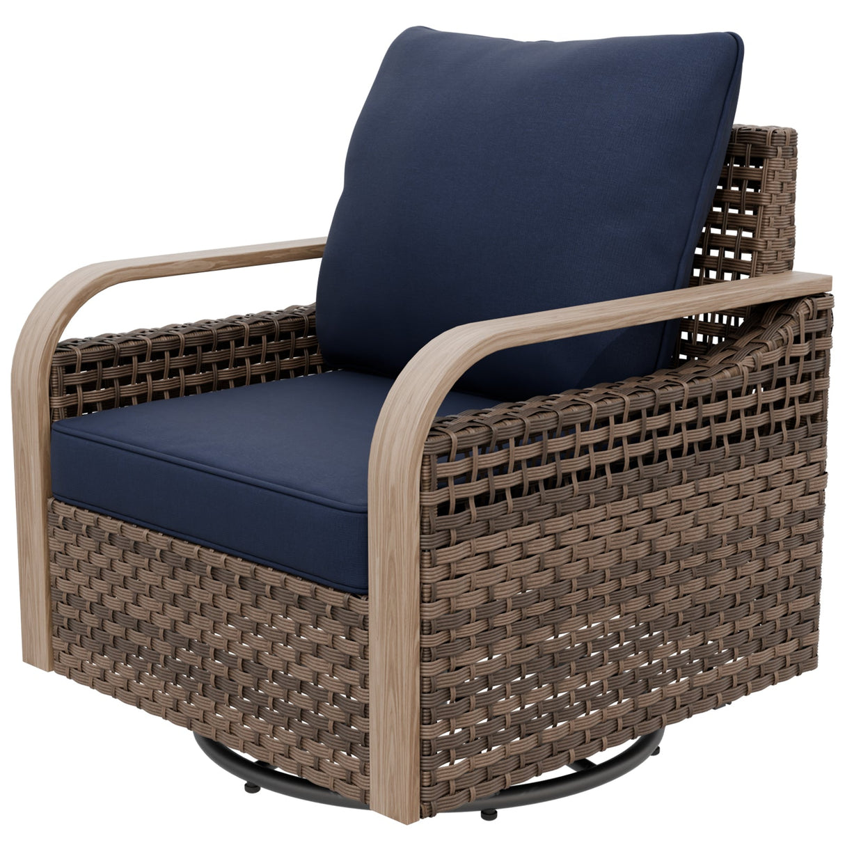 Modern Wicker Swivel Rocker Chair Outdoor, Brown/Gray - Eagle Peak Custom Canopy Tent