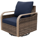 Modern Wicker Swivel Rocker Chair Outdoor, Brown/Gray - Eagle Peak Custom Canopy Tent
