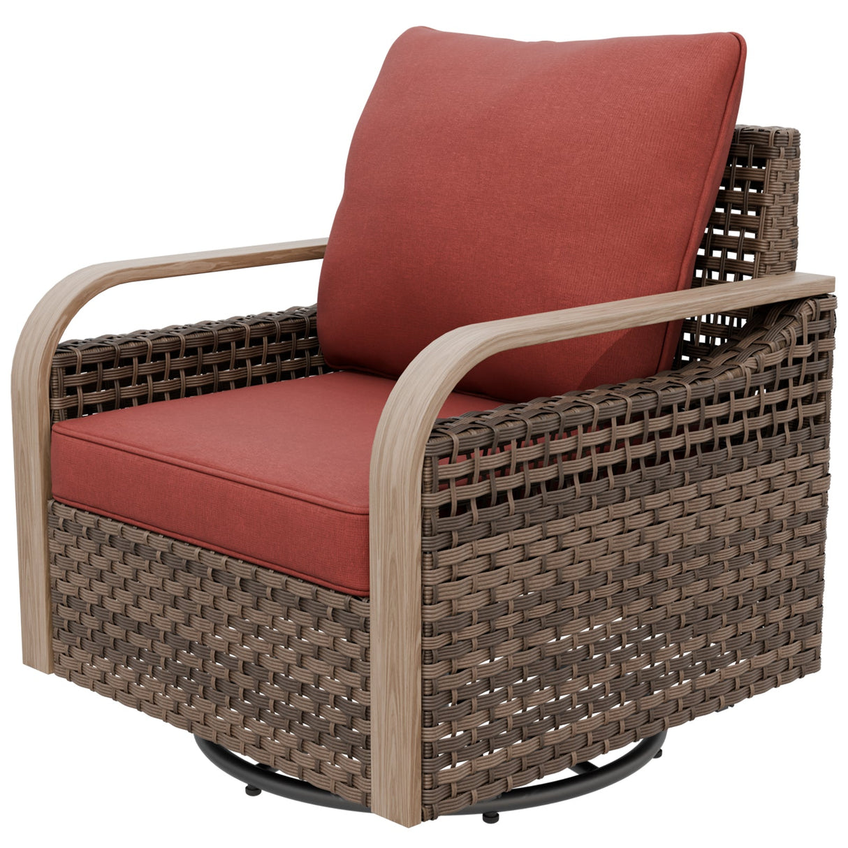 Modern Wicker Swivel Rocker Chair Outdoor, Brown/Gray - Eagle Peak Custom Canopy Tent
