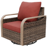 Modern Wicker Swivel Rocker Chair Outdoor, Brown/Gray - Eagle Peak Custom Canopy Tent
