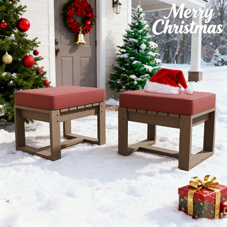 Natural Cedar Outdoor Patio Ottomans, Set of 2 - Eagle Peak Custom Canopy Tent