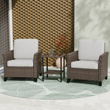 Ocean Vista 3 Piece Outdoor Wicker Bistro Set, Patio Chairs with Side Table - Eagle Peak