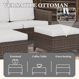 Ocean Vista Wicker Outdoor Patio Furniture Set, Couch Swivel Rocking Chairs Ottomans Table, 6 Piece - Eagle Peak