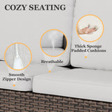 Ocean Vista Wicker Outdoor Patio Furniture Set, Couch Swivel Rocking Chairs Ottomans Table, 6 Piece - Eagle Peak