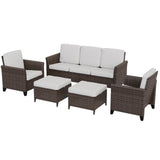 Ocean Vista Wicker Outdoor Patio Furniture Set w/ 3 Seat Sofa, Patio Chairs, 5 Piece - Eagle Peak