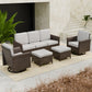 Ocean Vista Wicker Outdoor Patio Furniture Set, w/ 3 Seat Sofa, Patio Chairs, 5 Piece - Eagle Peak