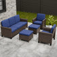 Ocean Vista Wicker Outdoor Patio Furniture Set w/ 3 Seat Sofa, Patio Chairs, 5 Piece - Eagle Peak