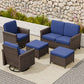 Ocean Vista Wicker Outdoor Patio Furniture Set w/ Loveseat,Patio Chairs , 5 Piece - Eagle Peak