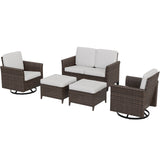 Ocean Vista Wicker Outdoor Patio Furniture Set w/ Loveseat,Patio Chairs , 5 Piece - Eagle Peak