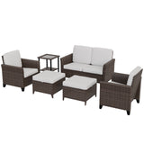 Ocean Vista Wicker Outdoor Patio Furniture Set w/ Patio Chairs, 6 Piece - Eagle Peak