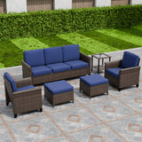 Ocean Vista Wicker Outdoor Patio Furniture Set w/ Patio Chairs, 6 Piece - Eagle Peak