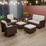 Ocean Vista Wicker Outdoor Patio Furniture Set w/Swivel Rocking Chairs , 6 Piece - Eagle Peak