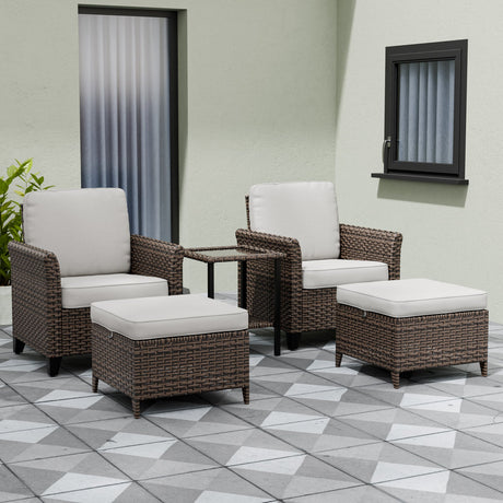 Ocean Vista Wicker Outdoor Patio Seating Set w/ Patio Chairs, 5 Pieces - Eagle Peak