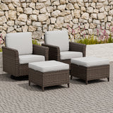 Ocean Vista Wicker Outdoor Patio Seating Set w/ Swivel Rocking Chairs, 4 Pieces - Eagle Peak