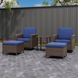 Ocean Vista Wicker Outdoor Patio Seating Set w/Swivel Rocking Chairs, 5 Pieces - Eagle Peak