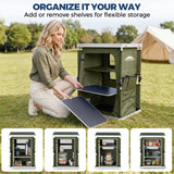 Outdoor Camping Pop Up Folding Table with Large 3-Tier Storage Organizer and Side Pockets - Eagle Peak®