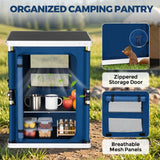 Outdoor Camping Pop Up Folding Table with Large 3-Tier Storage Organizer and Side Pockets - Eagle Peak®