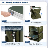Outdoor Camping Pop Up Folding Table with Large 3-Tier Storage Organizer and Side Pockets - Eagle Peak®
