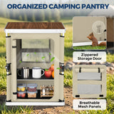 Outdoor Camping Pop Up Folding Table with Large 3-Tier Storage Organizer and Side Pockets - Eagle Peak®