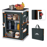Outdoor Camping Pop Up Folding Table with Large 3-Tier Storage Organizer and Side Pockets - Eagle Peak®