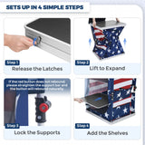 Outdoor Camping Pop Up Folding Table with Large 3-Tier Storage Organizer and Side Pockets - Eagle Peak®