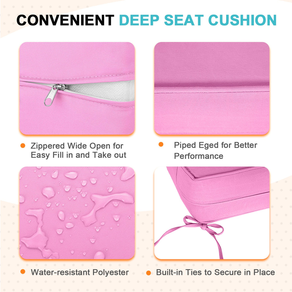 Outdoor Deep Seat Cushion Set, 25 x 25 x 5 inch, Set of 4 - Eagle Peak Custom Canopy Tent