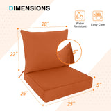 Outdoor Deep Seat Patio Seat Cushion Set, 25x25x5 inch, 2 - Piece Back Chair Cushion - Eagle Peak Custom Canopy Tent