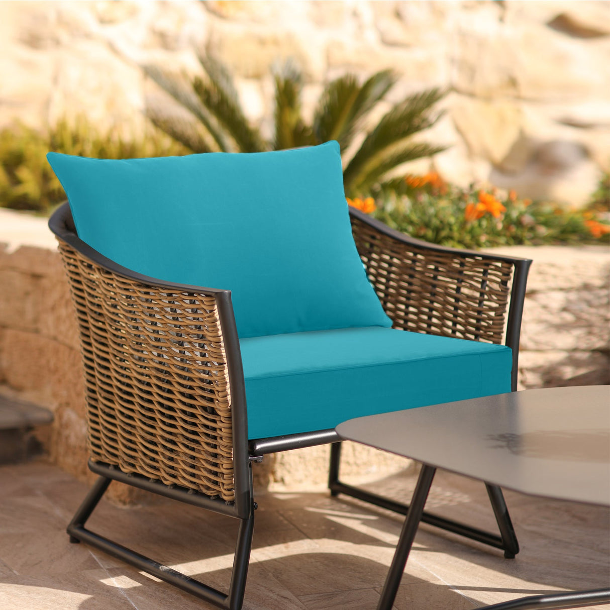 Outdoor Deep Seat Patio Seat Cushion Set, 25x25x5 inch, 2 - Piece Back Chair Cushion - Eagle Peak Custom Canopy Tent