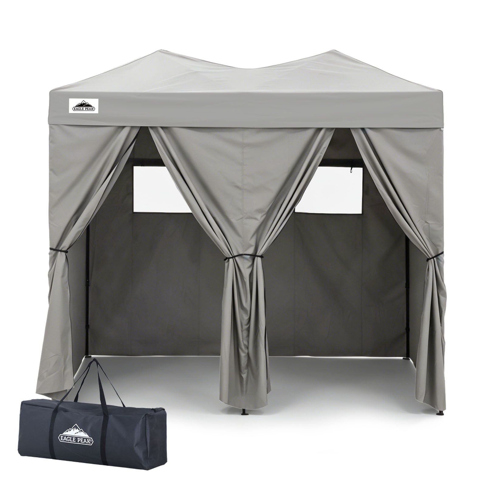 EAGLE PEAK 8x4 ft 2-Room Outdoor Portable Changing Room, Sun Shelter, Privacy Tent, Pop Up Changing Tent for Camping, Beach, Outdoors,Gray