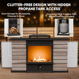 Outdoor Propane Fireplace with Hidden Storage & Adjustable Flame, Gray/Tan - Eagle Peak Custom Canopy Tent