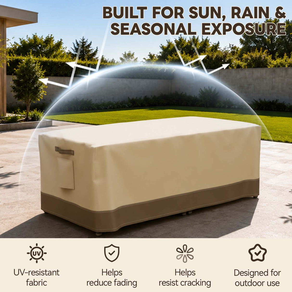 Patio Furniture Cover, 2 Ottomans Large 46.5''W×23.5''D×16.5''H - Eagle Peak®