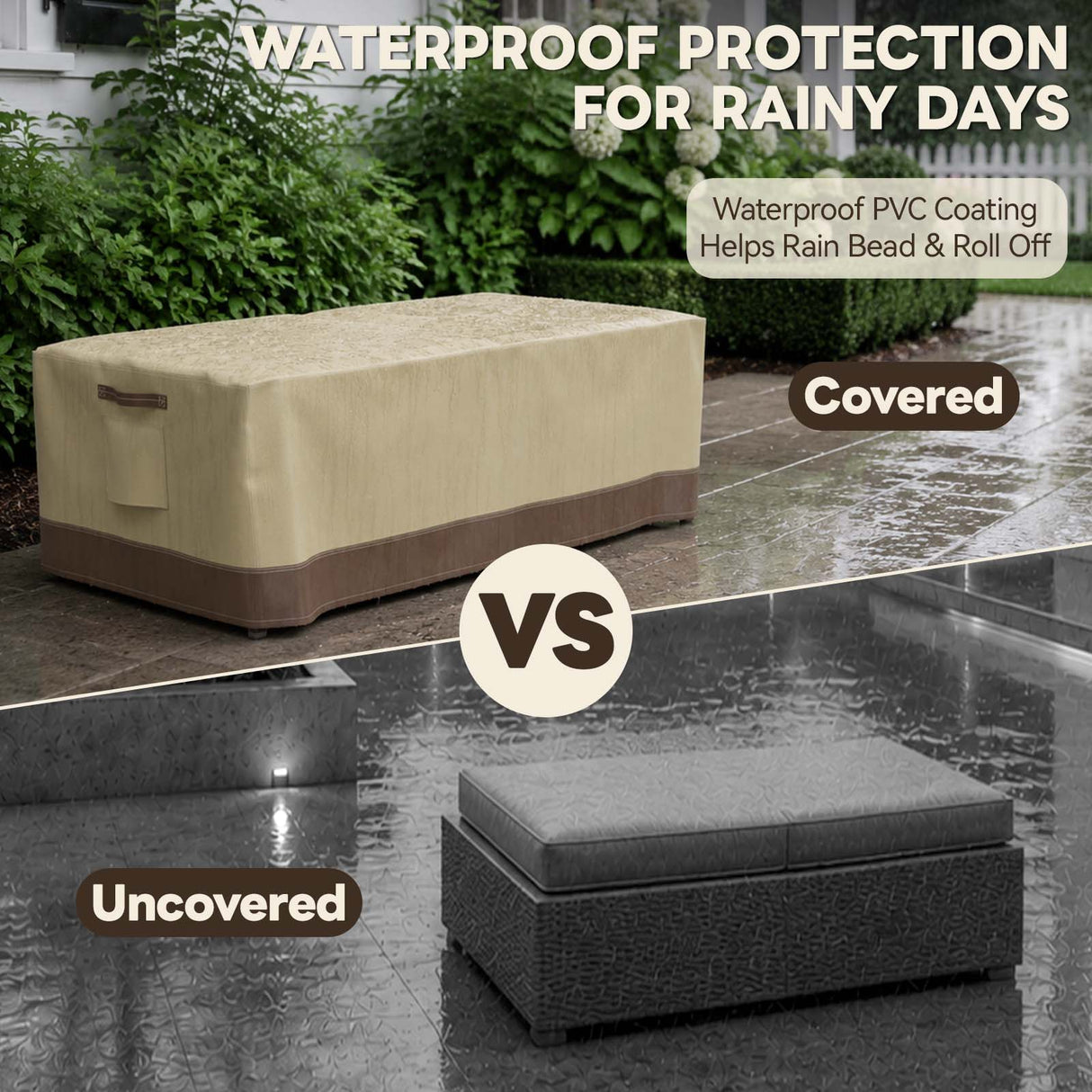 Patio Furniture Cover, 2 Ottomans Large 46.5''W×23.5''D×16.5''H - Eagle Peak®