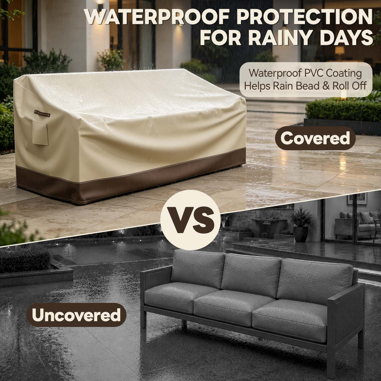 Patio Furniture Cover, 3 Seat Couch 76''W×30.5''D×31.5''H - Eagle Peak®