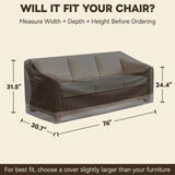 Patio Furniture Cover, 3 Seat Couch 76''W×30.5''D×31.5''H - Eagle Peak®