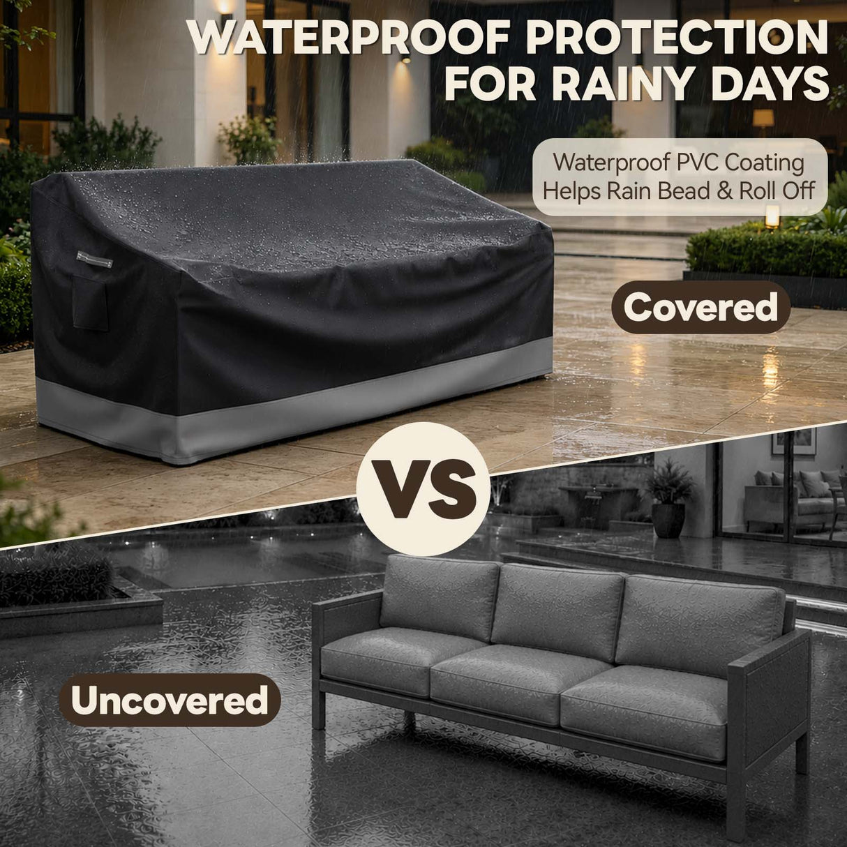 Patio Furniture Cover, 3 Seat Couch 76''W×30.5''D×31.5''H - Eagle Peak®