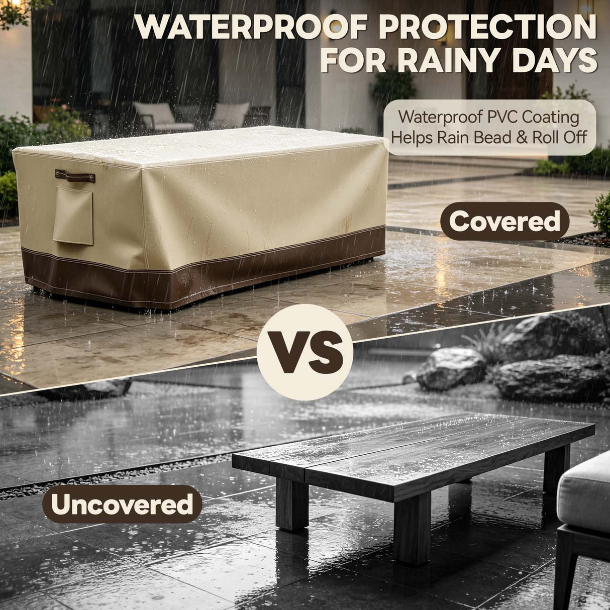 Patio Furniture Cover, Large Coffee Table 48''W×24.5''D×15.5''H - Eagle Peak®