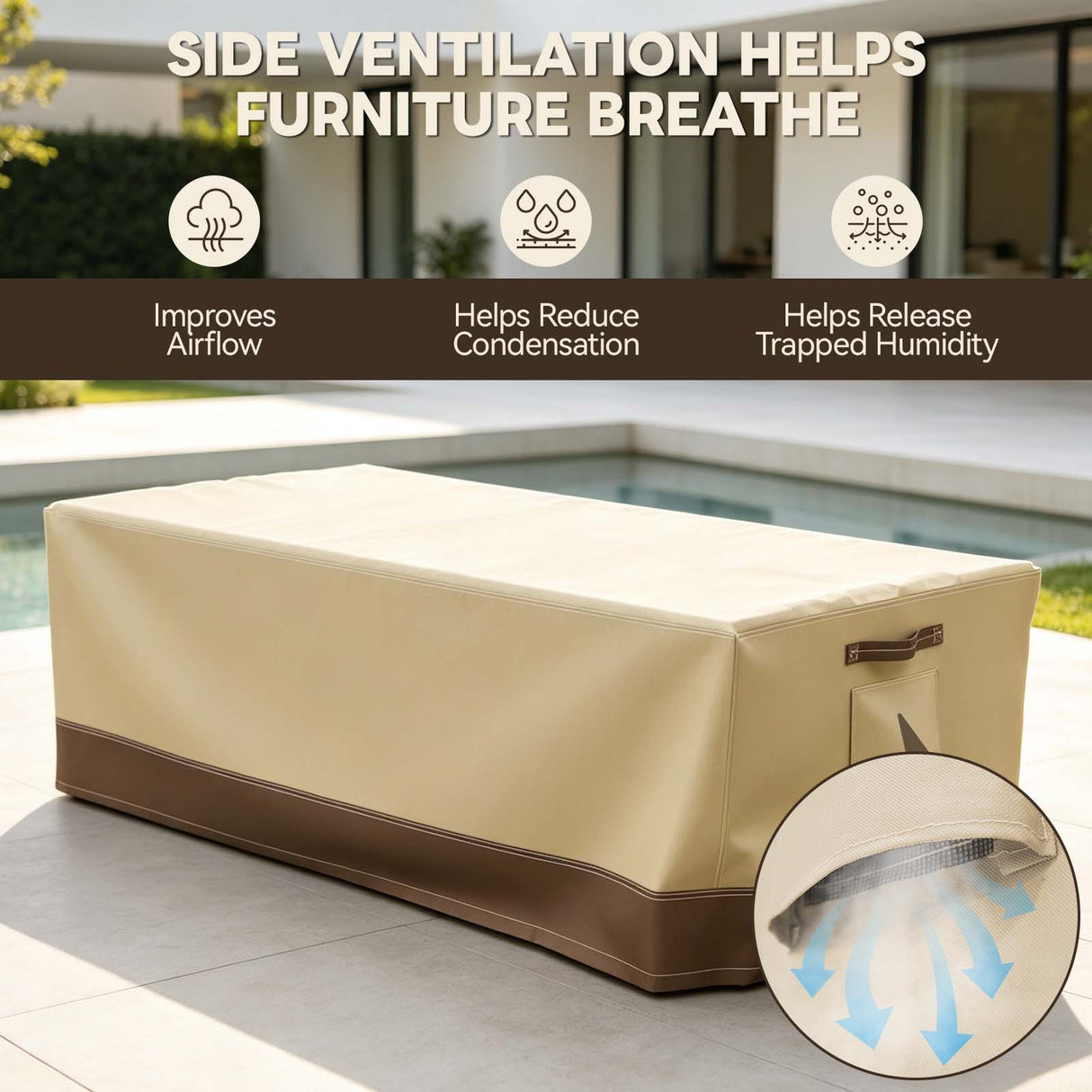 Patio Furniture Cover, Large Coffee Table 48''W×24.5''D×15.5''H - Eagle Peak®