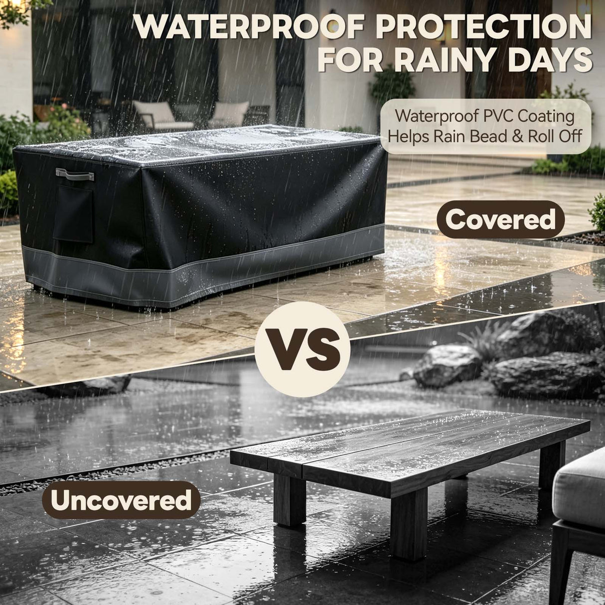 Patio Furniture Cover, Large Coffee Table 48''W×24.5''D×15.5''H - Eagle Peak®