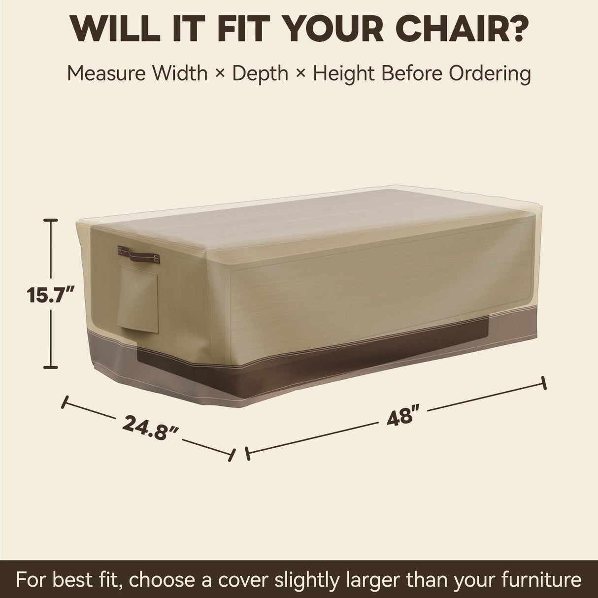 Patio Furniture Cover, Large Coffee Table 48''W×24.5''D×15.5''H - Eagle Peak®