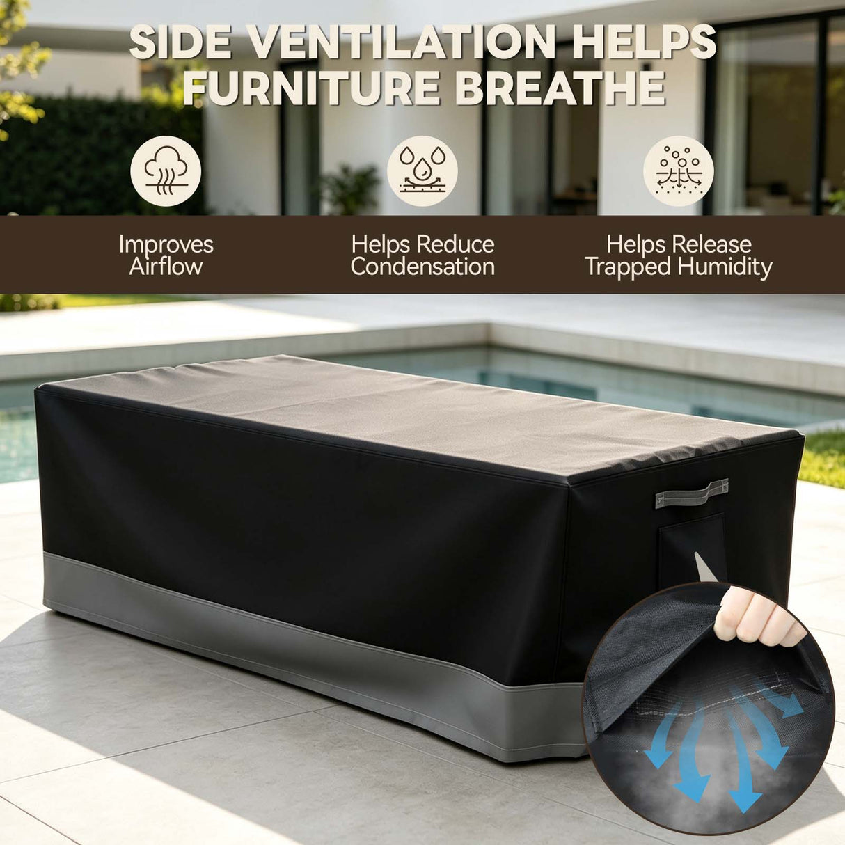 Patio Furniture Cover, Large Coffee Table 48''W×24.5''D×15.5''H - Eagle Peak®