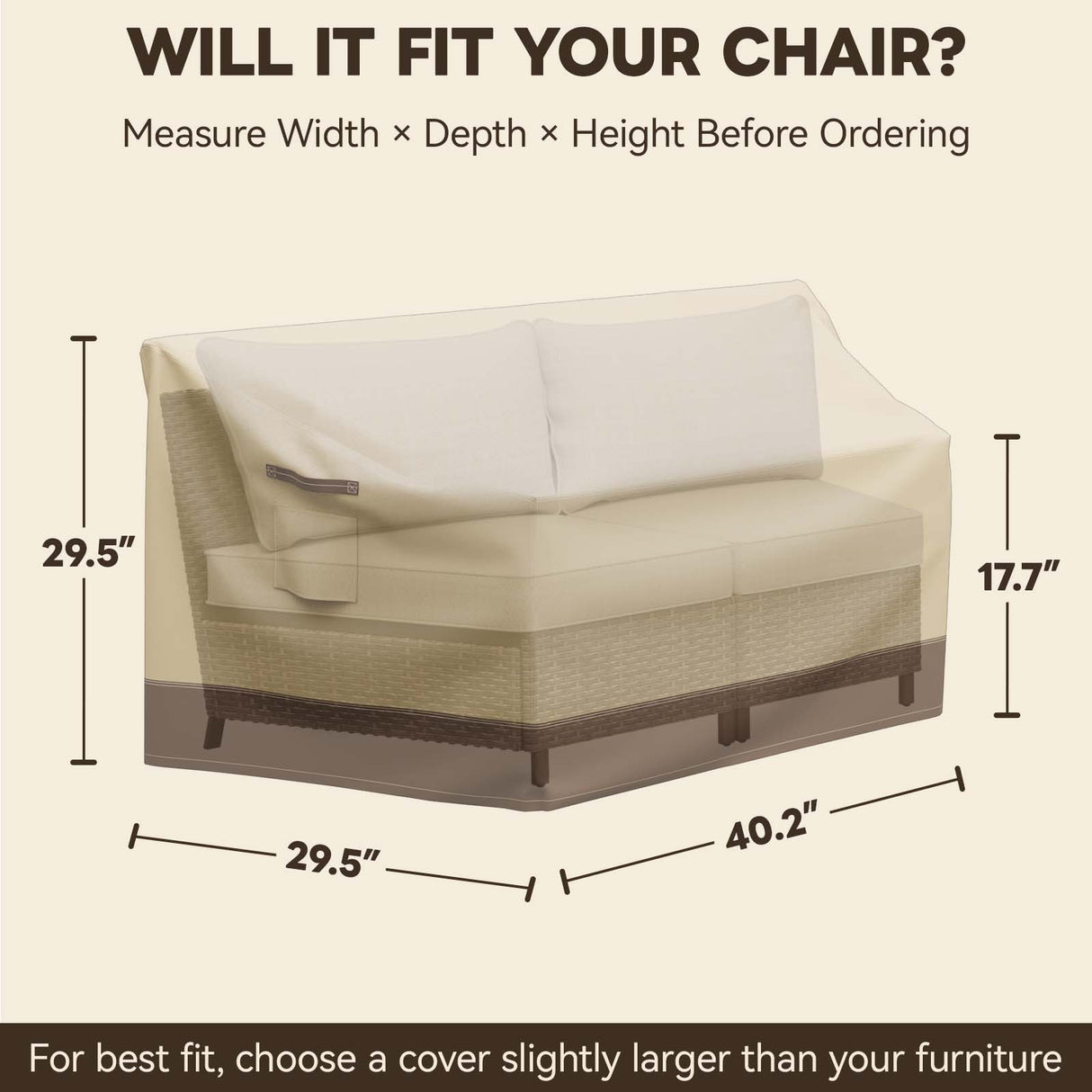 Patio Furniture Cover, Large Loveseat 66''W×29.5''D×29.5''H - Eagle Peak®