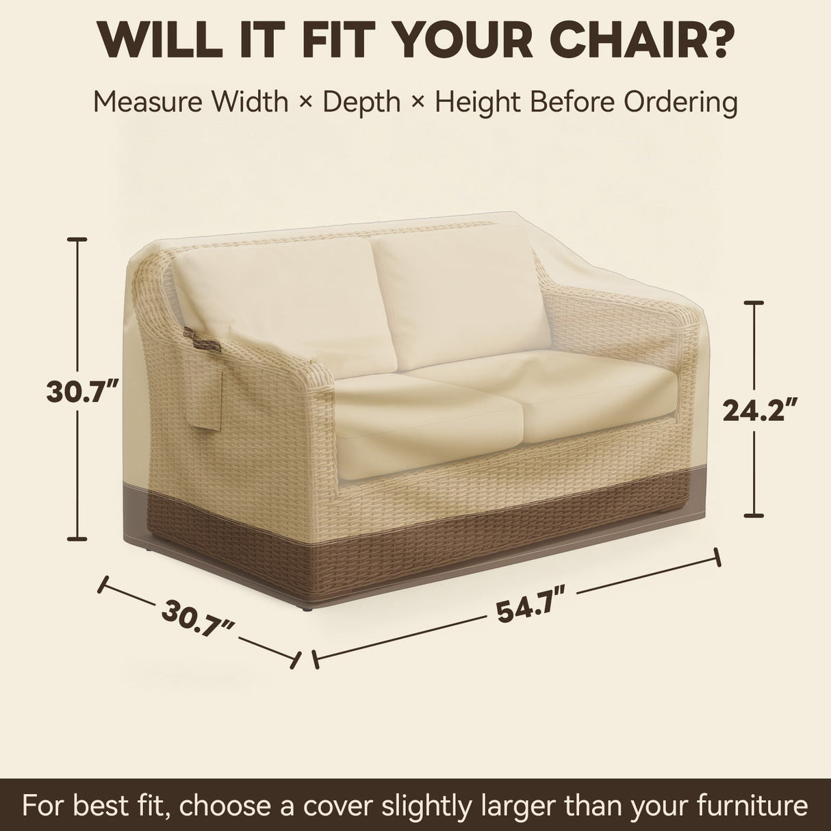 Patio Furniture Cover, Medium Loveseat 54.5''W×30.5''D×30.5''H - Eagle Peak®