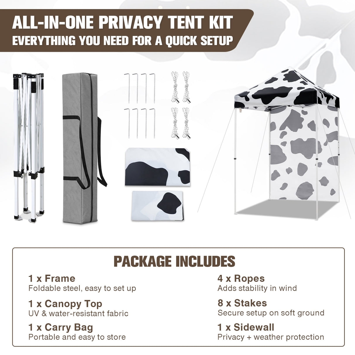 Pop up Canopy 5x5 with One Removable Sunwall, Carry Bag Included - Eagle Peak Custom Canopy Tent