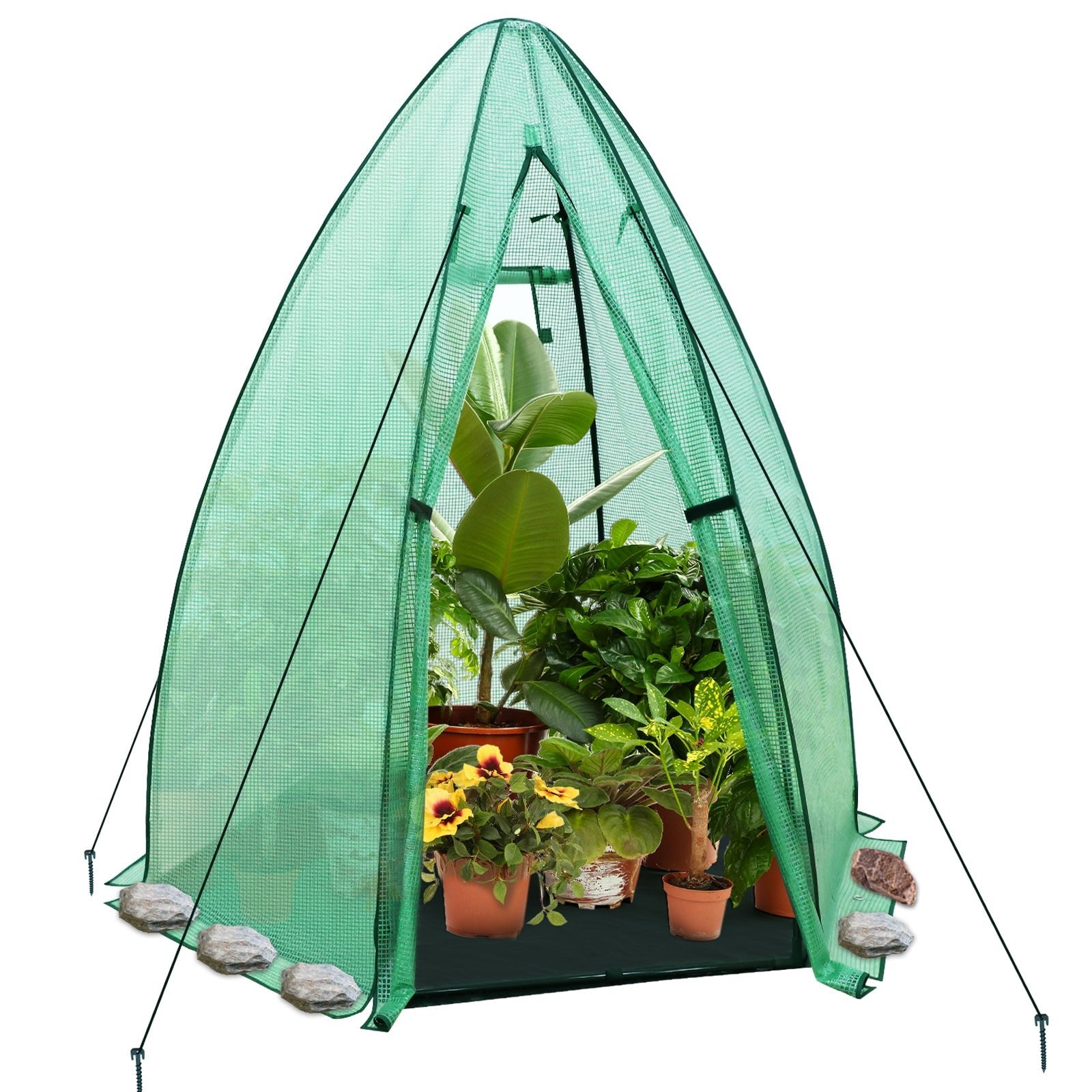 Portable Mini Dome Greenhouse with Zippered Door and Mesh Window