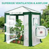 6x4/8x6/10x10 Portable Walk in Greenhouse with Polyester Reinforced Corners, Gray/White, Green/White