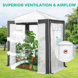 6x4/8x6/10x10 Portable Walk in Greenhouse with Polyester Reinforced Corners, Gray/White, Green/White